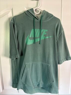 Nike Sage Green Short Sleeve Hoodie with Logo